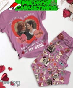 Outlander Happy Valentine Pink Fleece Pajamas Set Full Print Christmas For Women - Outlander Happy Valentine Pink Fleece Pajamas Set-1