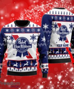 Pabst Blue Ribbon Custom Name Gifts Christmas Ugly Sweater 3D Product Photo 1