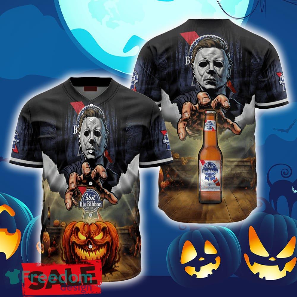 Pabst Blue Ribbon Halloween Michael Myers Baseball Jersey Shirt New All Over Print image Pabst Blue Ribbon Halloween Michael Myers Baseball Jersey Shirt New All Over Print - Pabst Blue Ribbon Halloween Michael Myers Baseball Jersey Shirt New All Over Print