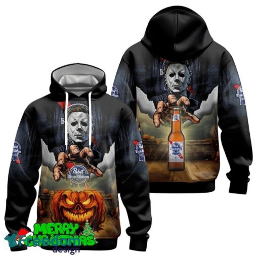 Pabst Blue Ribbon Halloween Michael Myers Hoodie Zip Hoodie For Men Women Gift Halloween - Pabst Blue Ribbon Halloween Michael Myers Hoodie & Zip Hoodie_2