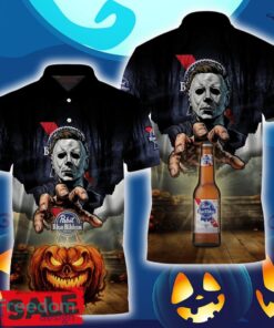 Pabst Blue Ribbon Halloween Michael Myers Polo Shirt For Men Women Gift Christmas Holidays