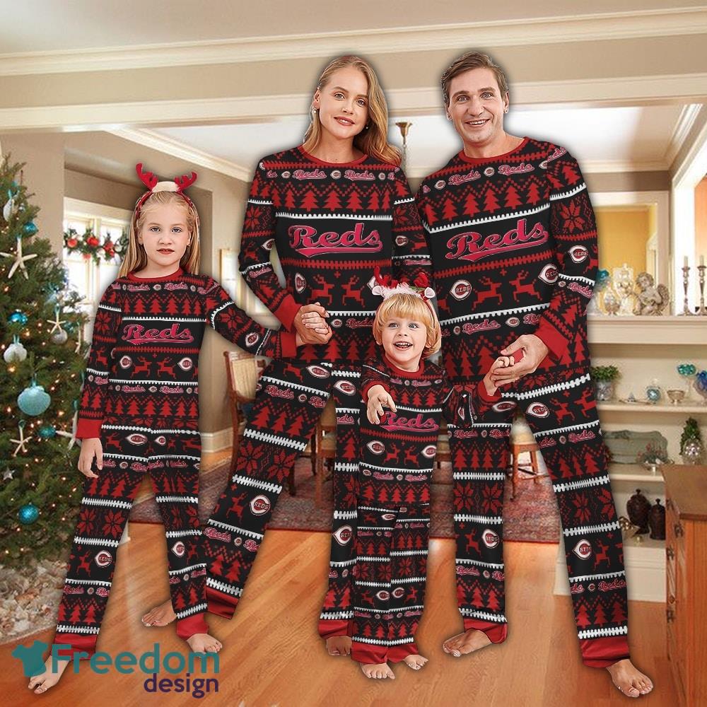 Pajamas set Ugly Christmas MLB Cincinnati Reds Men Women For Fans image Pajamas set Ugly Christmas MLB Cincinnati Reds Men Women For Fans - Pajamas set Ugly Christmas MLB Cincinnati Reds Men Women For Fans