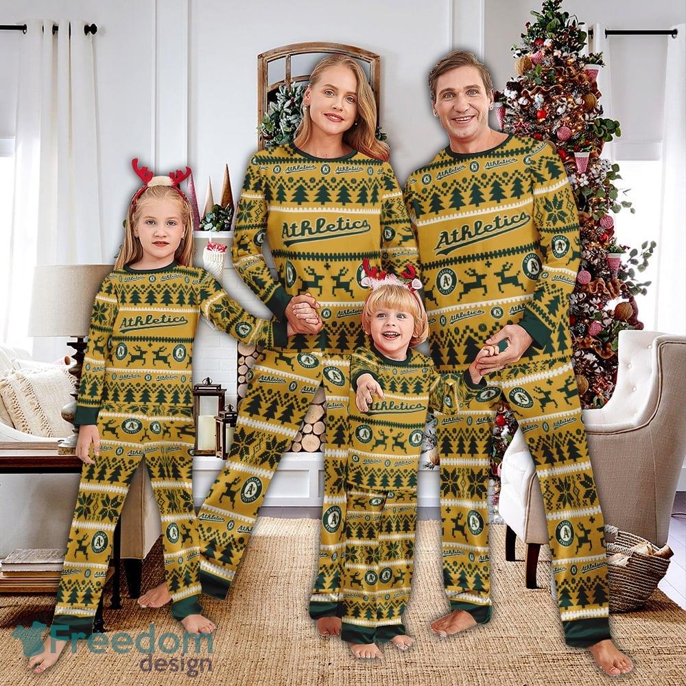 Pajamas set Ugly Christmas MLB Oakland Athletics Men Women For Fans image Pajamas set Ugly Christmas MLB Oakland Athletics Men Women For Fans - Pajamas set Ugly Christmas MLB Oakland Athletics Men Women For Fans