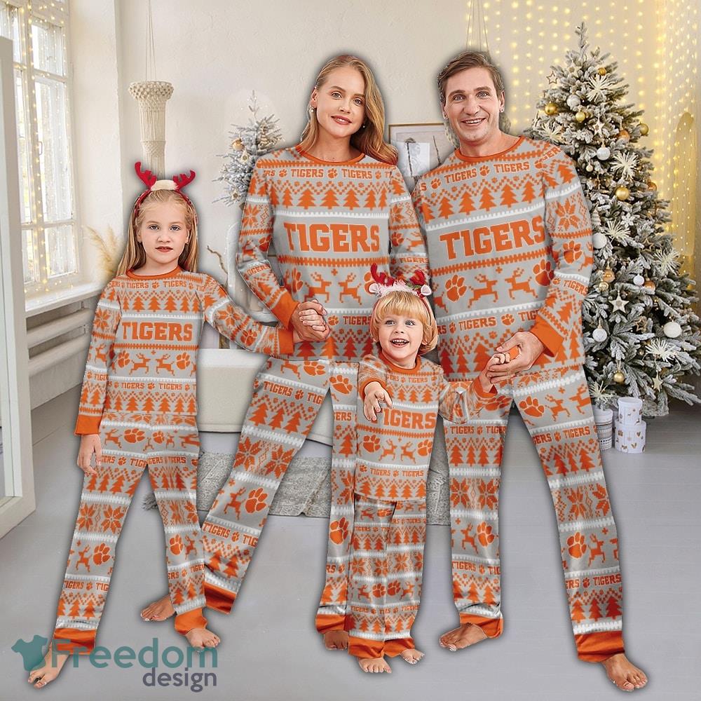 Pajamas set Ugly Christmas NCAA Clemson Tigers Full Print Christmas For Women image Pajamas set Ugly Christmas NCAA Clemson Tigers Full Print Christmas For Women - Pajamas set Ugly Christmas NCAA Clemson Tigers Full Print Christmas For Women