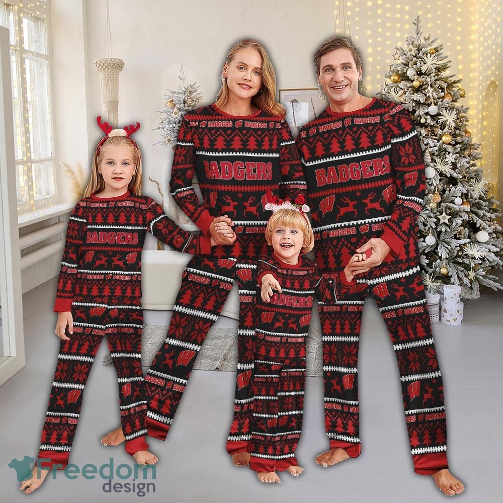 Pajamas set Ugly Christmas NCAA Wisconsin Badgers Full Print Christmas For Women image Pajamas set Ugly Christmas NCAA Wisconsin Badgers Full Print Christmas For Women - Pajamas set Ugly Christmas NCAA Wisconsin Badgers Full Print Christmas For Women