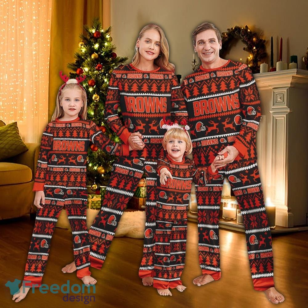 Pajamas set Ugly Christmas NFL Cleveland Browns For Women Gift Christmas image Pajamas set Ugly Christmas NFL Cleveland Browns For Women Gift Christmas - Pajamas set Ugly Christmas NFL Cleveland Browns For Women Gift Christmas