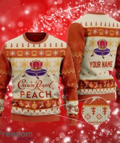 Peach Crown Royal Custom Name Gifts Ugly Christmas Sweater 3D Product Photo 1