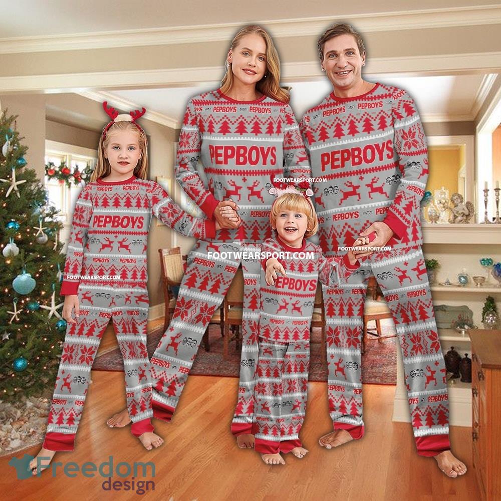 Pep Boys Logo Pattern Pajamas Set Ugly Christmas Gift Family - Pep Boys Logo Pattern Pajamas Set Ugly Christmas Gift Family