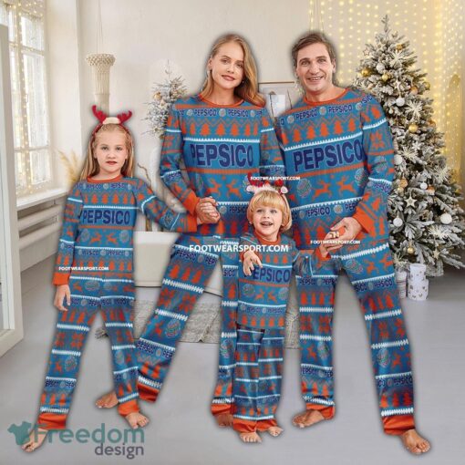 Pepsico Logo Pattern Ugly Christmas Pajamas Set Family - Pepsico Logo Pattern Ugly Christmas Pajamas Set Family