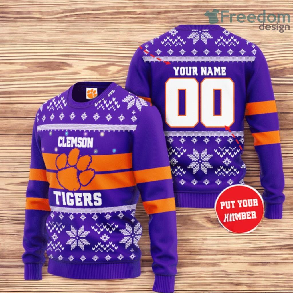 Personalized Clemson Tigers Christmas Christmas Ugly Sweater 3D image Personalized Clemson Tigers Christmas Christmas Ugly Sweater 3D Product Photo 1