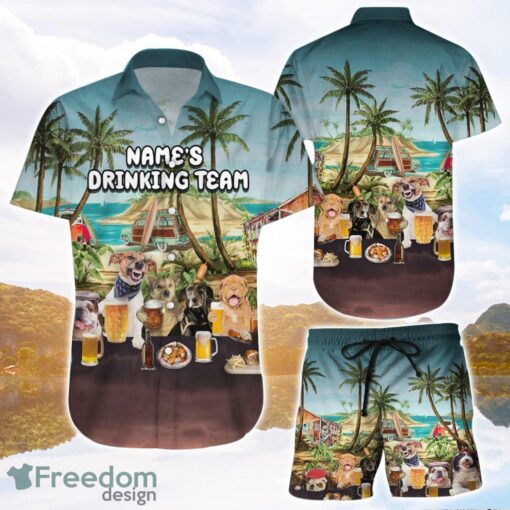 Personalized Dog Beer Drinking Team Happy Beer Day Hawaiian Shirt and Shorts Product Photo 1