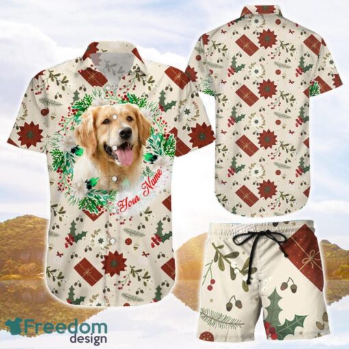 Personalized Dog Shirts Dog Tropical Christmas Pattern Hawaiian Shirts and Shorts Product Photo 1