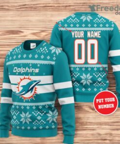 Personalized Miami Dolphins Christmas Christmas Ugly Sweater 3D