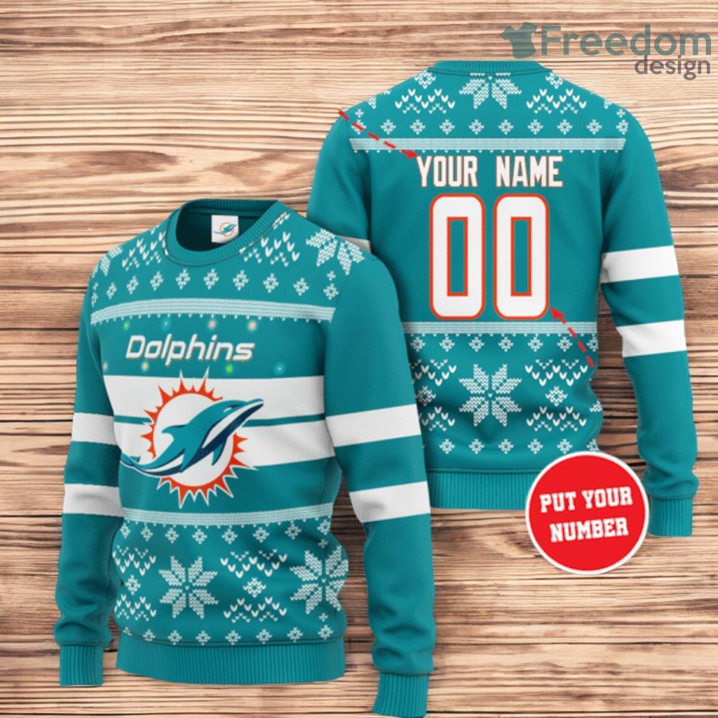 Personalized Miami Dolphins Christmas Christmas Ugly Sweater 3D image Personalized Miami Dolphins Christmas Christmas Ugly Sweater 3D Product Photo 1