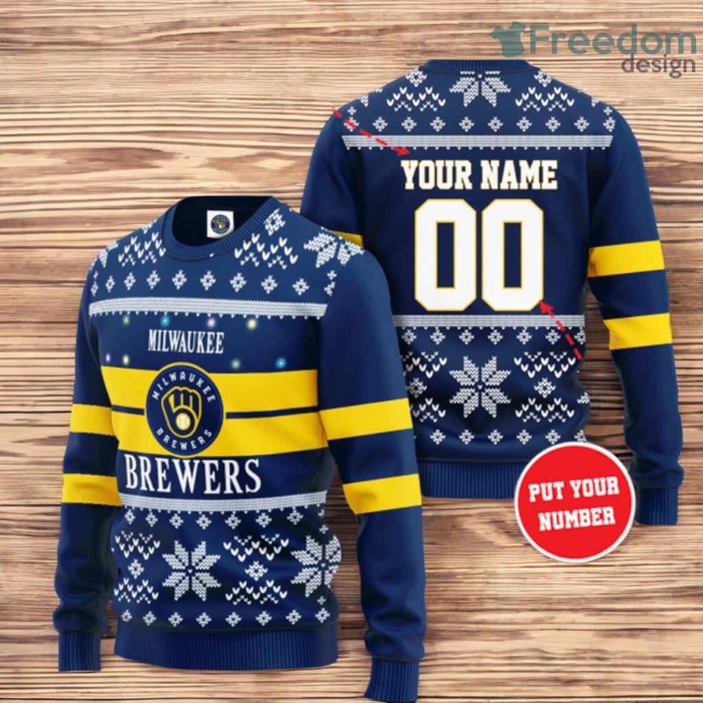 Personalized Milwaukee Brewers Christmas Christmas Ugly Sweater 3D image Personalized Milwaukee Brewers Christmas Christmas Ugly Sweater 3D Product Photo 1