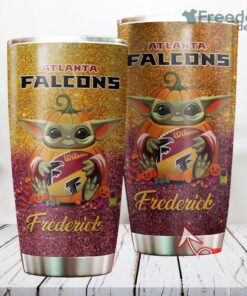 Personalized NFL Atlanta Falcons Baby Yoda Custom Name Stainless Steel Tumbler Best Gift