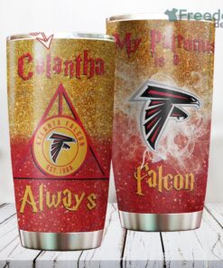 Personalized NFL Atlanta Falcons Harry Potter Always Deathly Hallows Custom Name Stainless Steel Tumbler Best Gift