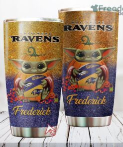 Personalized NFL Baltimore Ravens Baby Yoda Custom Name Stainless Steel Tumbler Best Gift