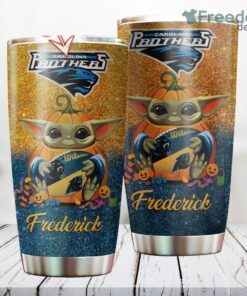 Personalized NFL Carolina Panthers Baby Yoda Custom Name Stainless Steel Tumbler Best Gift