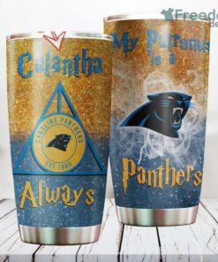 Personalized NFL Carolina Panthers Harry Potter Always Deathly Hallows Custom Name Stainless Steel Tumbler Best Gift