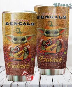 Personalized NFL Cincinnati Bengals Baby Yoda Custom Name Stainless Steel Tumbler Best Gift