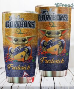 Personalized NFL Dallas Cowboys Baby Yoda Custom Name Stainless Steel Tumbler Best Gift