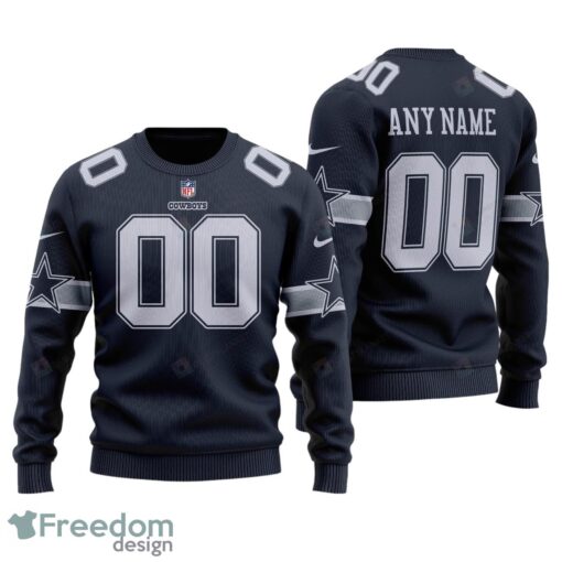 Personalized NFL Dallas Cowboys Navy Wool Custom All Over Print Christmas Sweater Product Photo 1