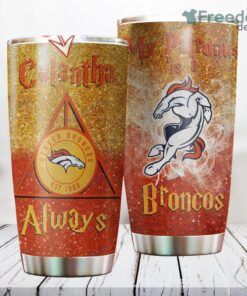 Personalized NFL Denver Broncos Harry Potter Always Deathly Hallows Custom Name Stainless Steel Tumbler Best Gift