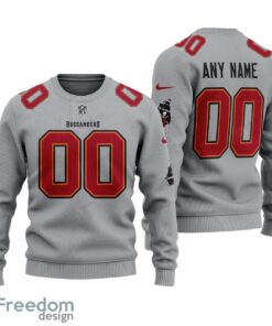 Personalized NFL Tampa Bay Buccaneers Grey Custom All Over Print Christmas Sweater