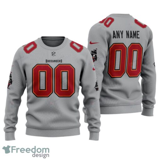 Personalized NFL Tampa Bay Buccaneers Grey Custom All Over Print Christmas Sweater Product Photo 1