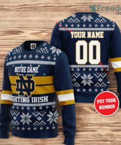 Personalized Notre Dame Fighting Irish Christmas Christmas Ugly Sweater 3D