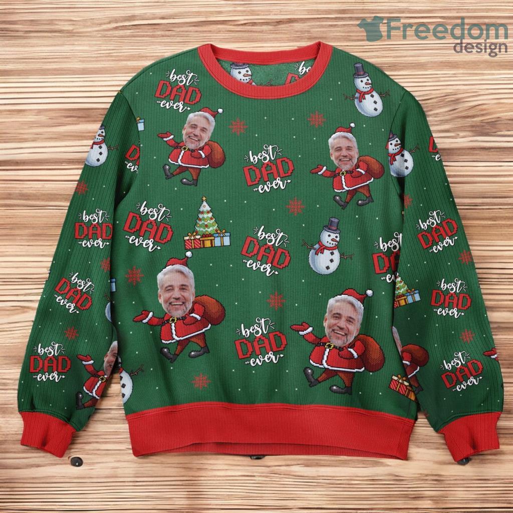 Personalized Photo Best Dad Ever Personalized Ugly Sweater Christmas image Personalized Photo Best Dad Ever Personalized Ugly Sweater Christmas Product Photo 1