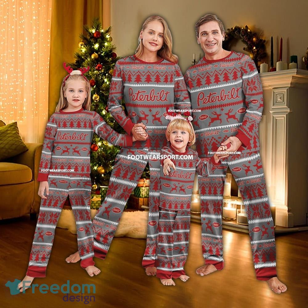 Peterbilt Truck Ugly Christmas Pajamas Set Gift Family - Peterbilt Truck Ugly Christmas Pajamas Set Gift Family