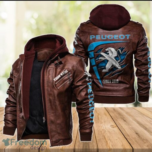 Peugeot 2D Leather Jacket For Men Custom Name Special Gift Ideas Product Photo 2