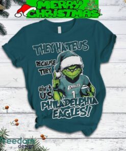 Philadelphia Eagles Grinch They Hate Us Christmas Fleece Pajamas Set Gift Family - Philadelphia Eagles Grinch They Hate Us Christmas Fleece Pajamas Set-2