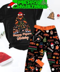 Philadelphia Flyers Ice Hockey NHL Philly Hart Grit Happy Flyers Holidays Christmas Fleece Pajamas Set Full Print Christmas For Women - 070824-111910