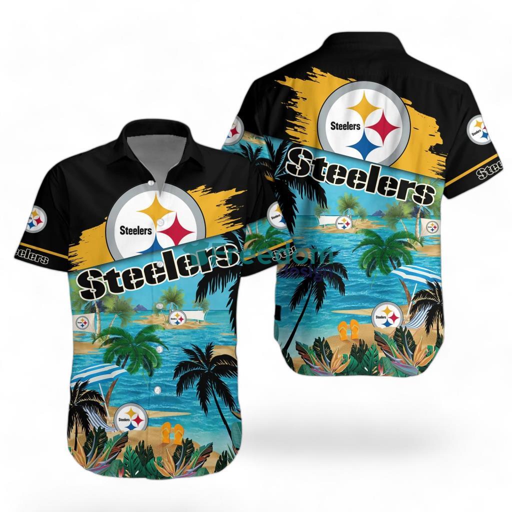 Pittsburgh Steelers Logo Combo Hawaiian Shirt And Short Trending Summer For Fans image Pittsburgh Steelers Logo Combo Hawaiian Shirt And Short Trending Summer For Fans Product Photo 1