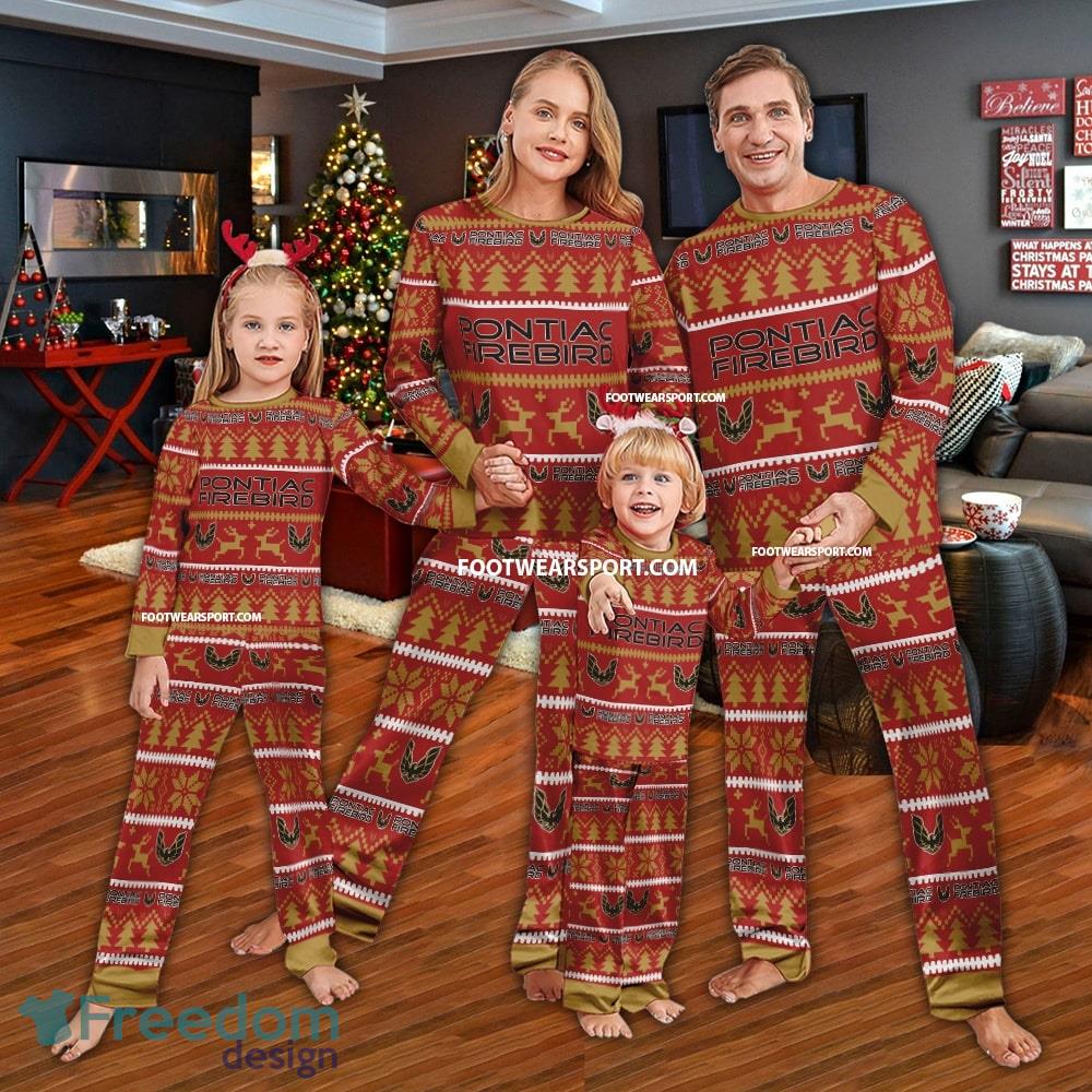 Pontiac Firebird Car Racing Logo Pattern Ugly Christmas Pajamas Set Gift For Family - Pontiac Firebird Car Racing Logo Pattern Ugly Christmas Pajamas Set Gift For Family