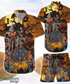 Pumpkin Button Down Pumpkin Happy Halloween Spooky Scary Hawaii Hawaiian Shirts and Shorts