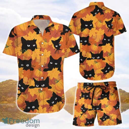 Pumpkin Cat Shirt Cat Halloween Pumpkin Cute 3D Printing Hawaiian Shirt Funny Halloween Gift Ideas Product Photo 1