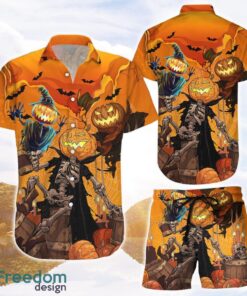 Pumpkin Hawaiian Shirts and Shorts Costume Spooky Beer Pumpkin Halloween Hawaii Shirt Halloween Party Gifts