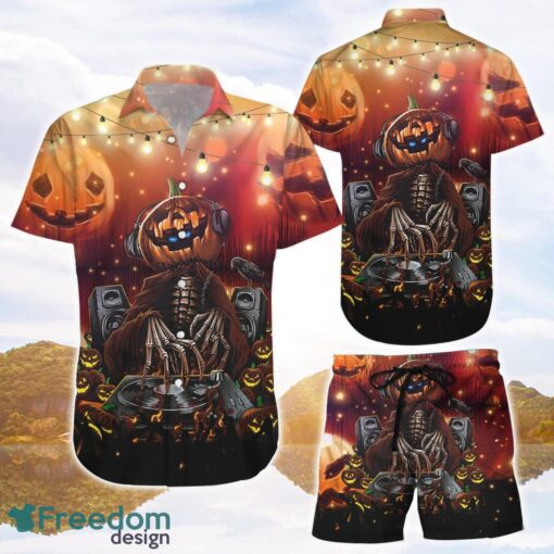 Pumpkin Hawaiian Shirts and Shorts For Family Happy Halloween Pumpkin Dj Funny Hawaii Shirt Gift Halloween Product Photo 1