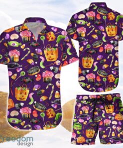 Pumpkin Shirt Womens Halloween Candy Pattern 3D Printing Hawaiian Shirt Halloween Treat Gifts