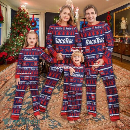 Racetrac Logo Pattern Ugly Christmas Pajamas Set Men Women Children - Racetrac Logo Pattern Ugly Christmas Pajamas Set Men Women Children