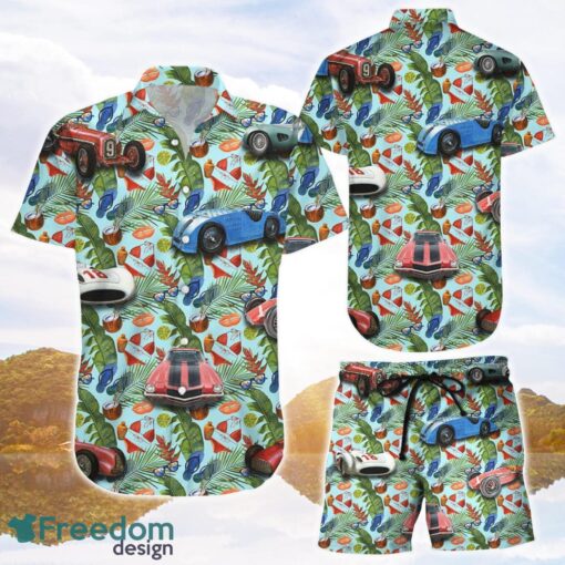 Racing Car Hawaiian Shirt and Shorts Racing Car Vintage Tropical Hawaii Shirt Summer Gifts For Men Product Photo 1