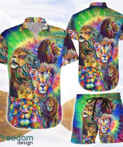 Rainbow Lion Shirt LGBT Colorful Lion Animal Hawaiian Shirt and Shorts Lion Gift For Animal Lovers