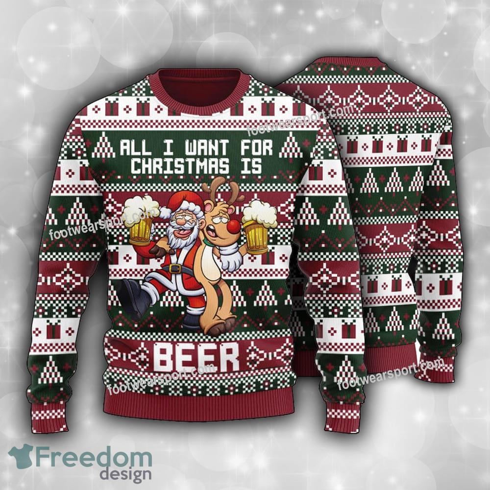 Reindeer Drinking Beer With Santa Men’s Ugly Xmas 3D Sweater image Reindeer Drinking Beer With Santa Men’s Ugly Xmas 3D Sweater - Reindeer Drinking Beer With Santa Men’s Ugly Xmas 3D Sweater