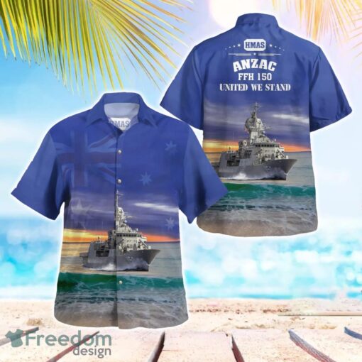 Royal Australian Navy RAN HMAS Anzac (FFH 150) Anzac-class frigate Aloha Hawaiian Shirt Beach Gift Shirt Product Photo 1