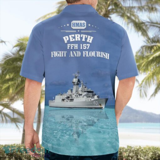 Royal Australian Navy RAN HMAS Perth (FFH 157) Anzac-class frigate Aloha Hawaiian Shirt Beach Gift Shirt Product Photo 2