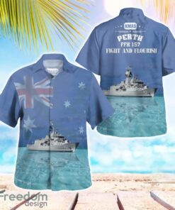 Royal Australian Navy RAN HMAS Perth (FFH 157) Anzac-class frigate Aloha Hawaiian Shirt Beach Gift Shirt